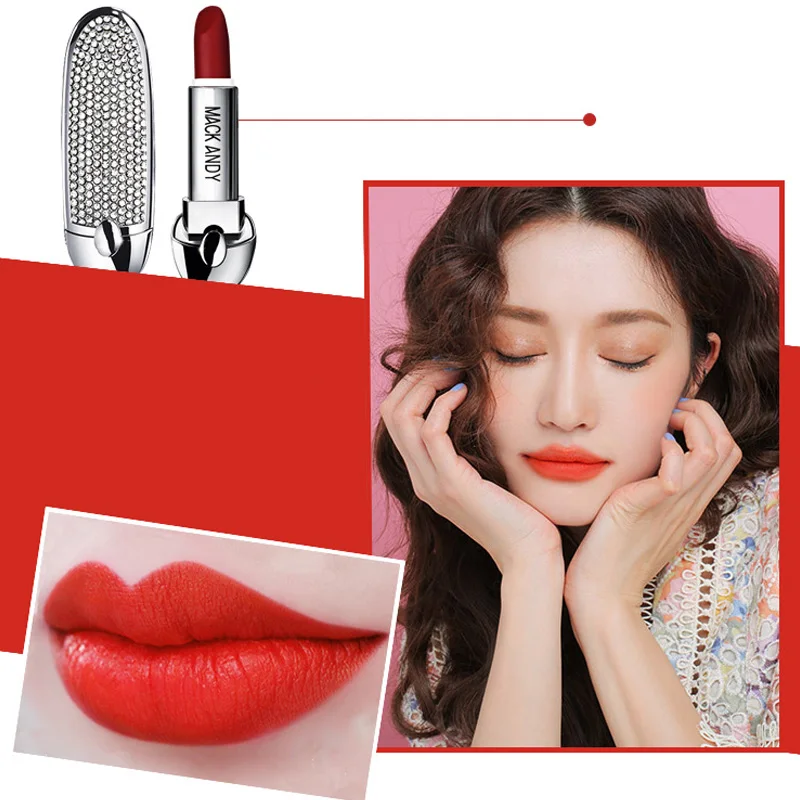 1 Pcs Matte Lipstick Waterproof Long Lasting Moisturizing with Shining Case 998 |