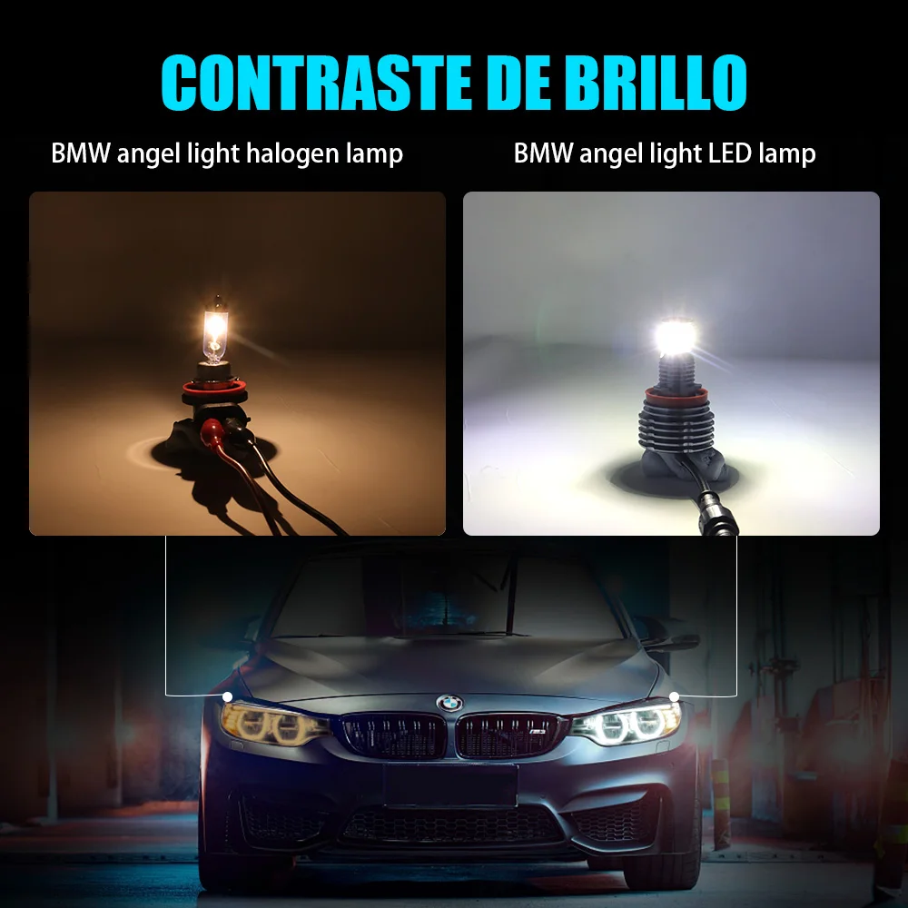AILEO H8 светодиодный H11 H9 ангельские глазки гало кольцо лампа HID ксенон 6000K для BMW E92 E60