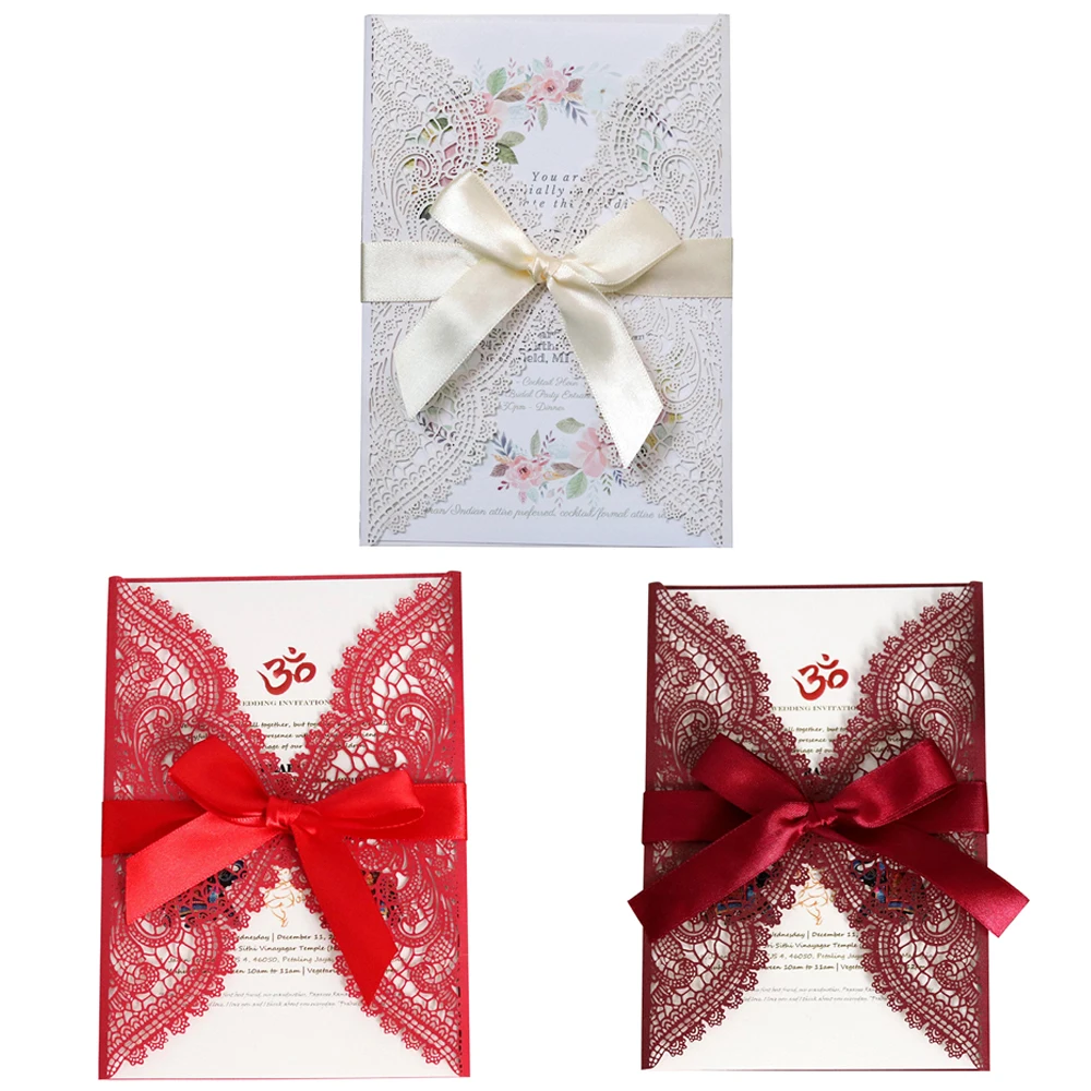 Перламутровая бумажная карточка лазерного процесса полые перламутровые красные