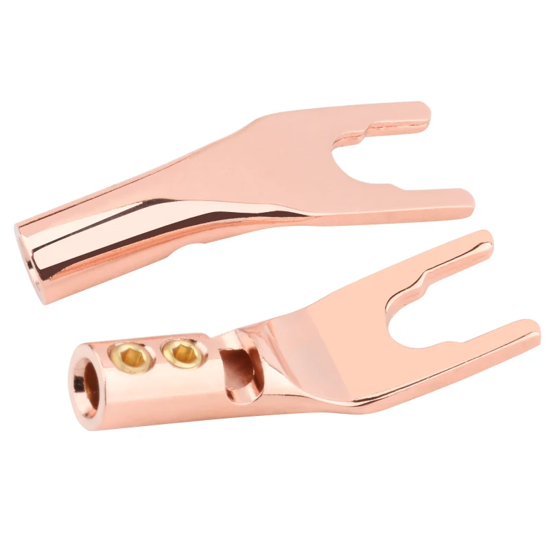 Внешний звуковой кабель красная медная Банановая головка U-образная аудиовилка