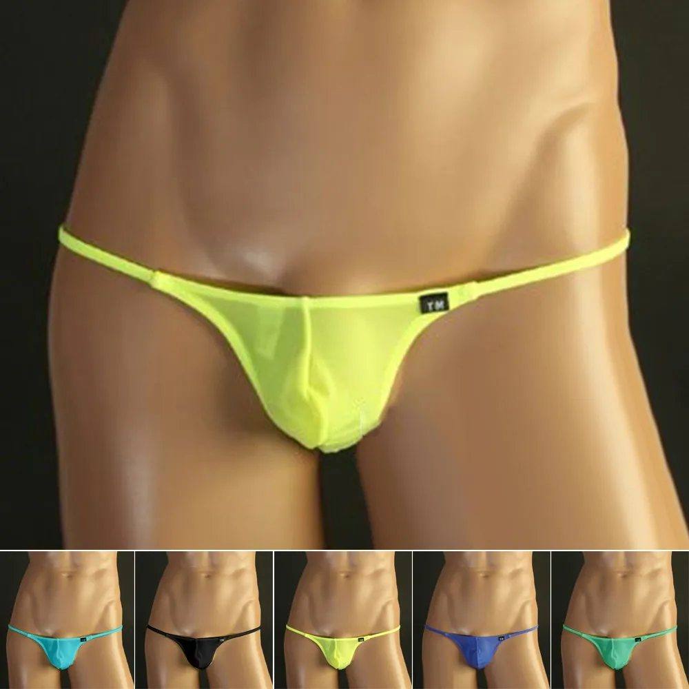 

Men Briefs Underwear Sexy Thongs Comfy Breathable Thongs Ultra-Soft Low-Rise Bikini G-String Solid Pouch U Convex Underpants