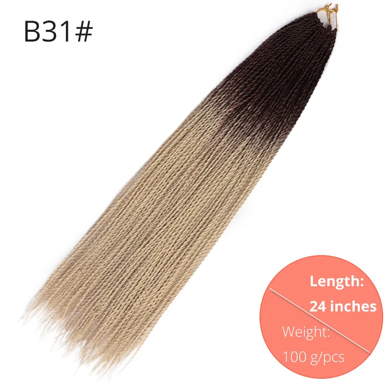 B31 AISI BEAUTY Ombre Senegalese завивка, плетение волос 14 18 24 дюймов Синтетические косички для наращивания крючком наращивание волос Черный Коричневый Женский - Цвет: B31