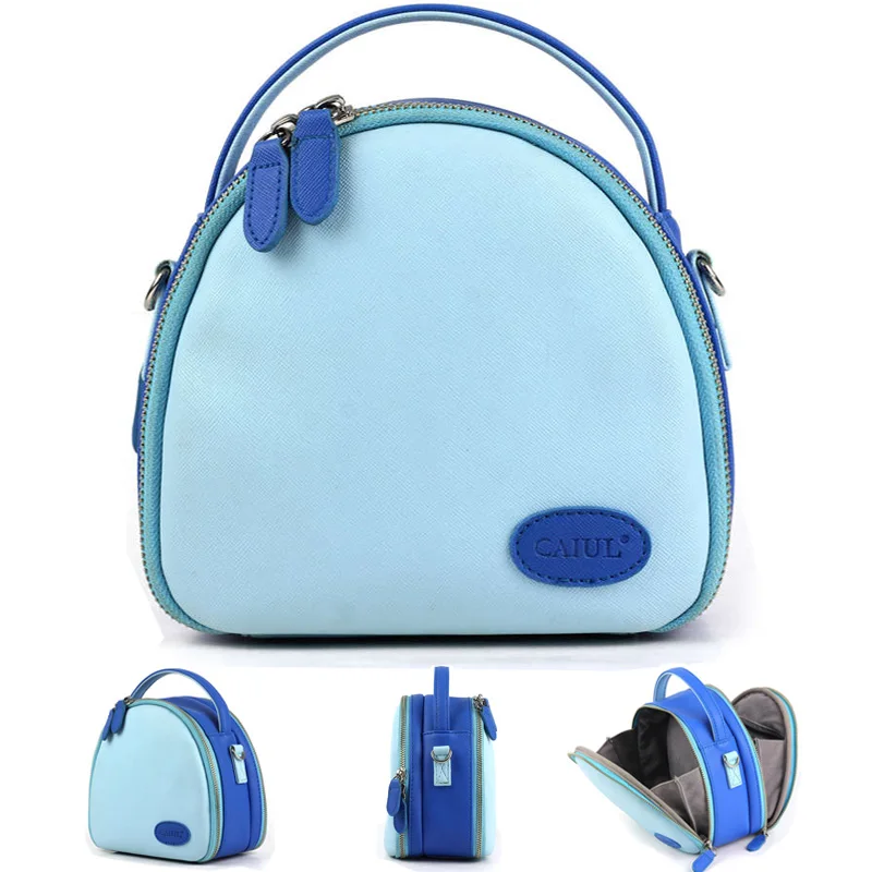 Blue PU Leather Storage Carrying Bag Case Pouch with Shoulder Strap For Polaroid Fujifilm Instax Mini 8 9 7S 70 Instant Film Camera - Цвет: Blue
