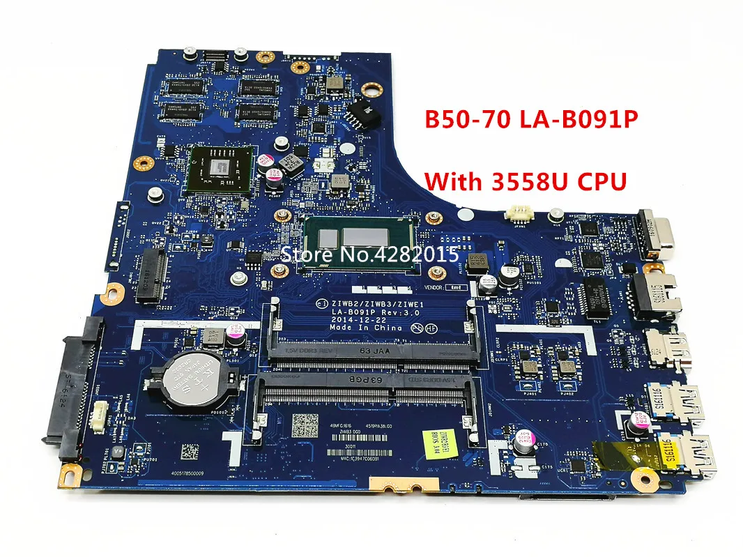 

100% Tested Laptop motherboard for Lenovo B50-70 ZIWB2/ZIWB3/ZIWE1 LA-B091P SR1E8 3558U