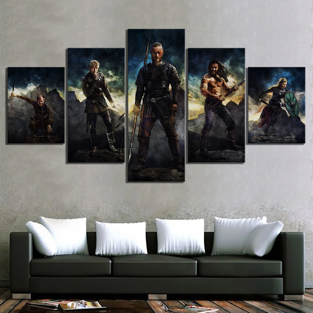 

Wall Artwork Canvas Paintings Picture 5 Panel Vikings Movie Home Decoration Hd Prints Modern Poster For Bedroom Modular Framed