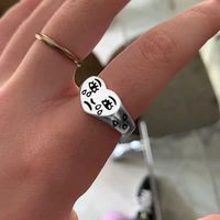 new trendy fashion personality rings for women jewelry creative heart cry face ring ladies bar night club jewelery resizable