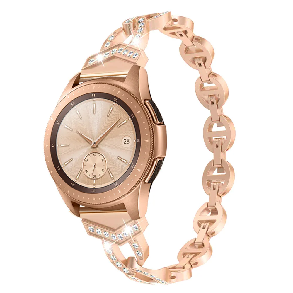 Розовый Золотой металлический браслет из нержавеющей стали для Samsung Galaxy Watch Diamond 20