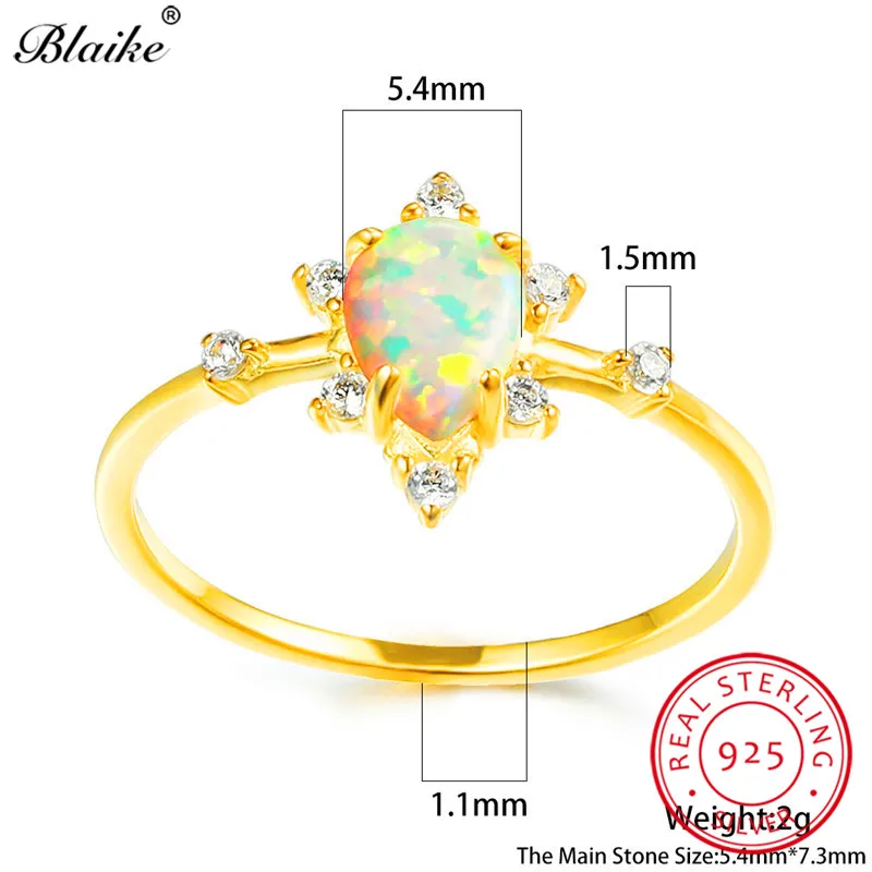 Огранка груша белый кольца c огненным опалом для Для женщин держащих букет