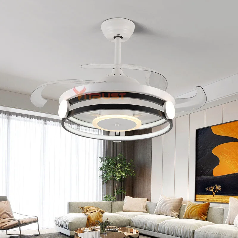 

Nordic Ceiling Fan Lights 42in Dining Room Bedroom Living Fan Lamps Invisible Ceiling Lights Fan Lighting Mute Office Hang Fan