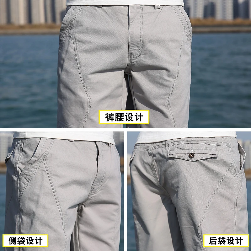 

2021 Summer Men Running Shorts Leisure Eltile Cargo Pants Fashion Straight Solid color Cargo Pants Streetwear Sand beach Shorts