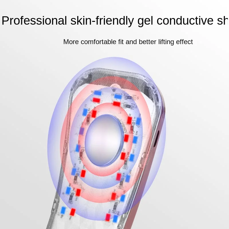 

Micro current color light beauty instrument intelligent voice massage hot compress to lift V-shaped thin face