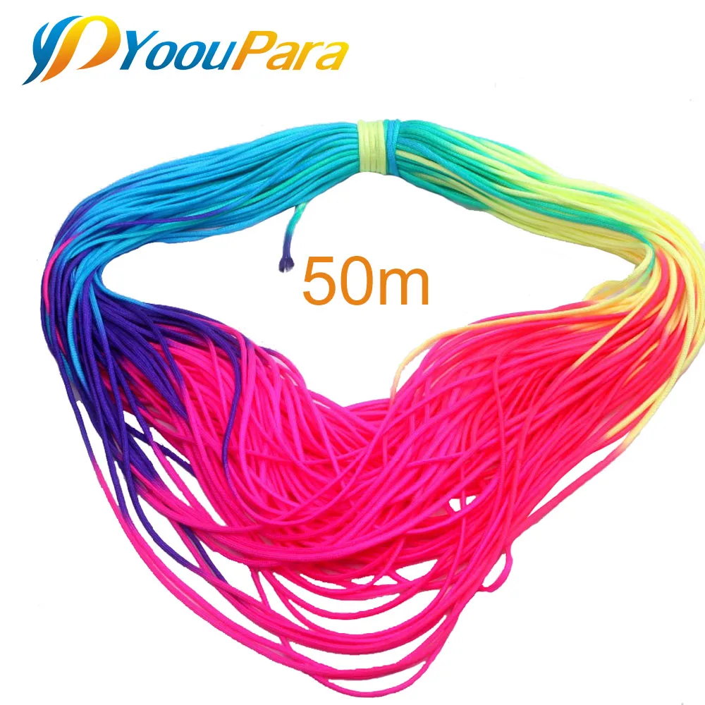 8-100 метров 550 Паракорд парашютный шнур веревка для палатки Guyline Mil Spec Rainbow 7 Strand Paracord для пешего туризма кемпинга шнур