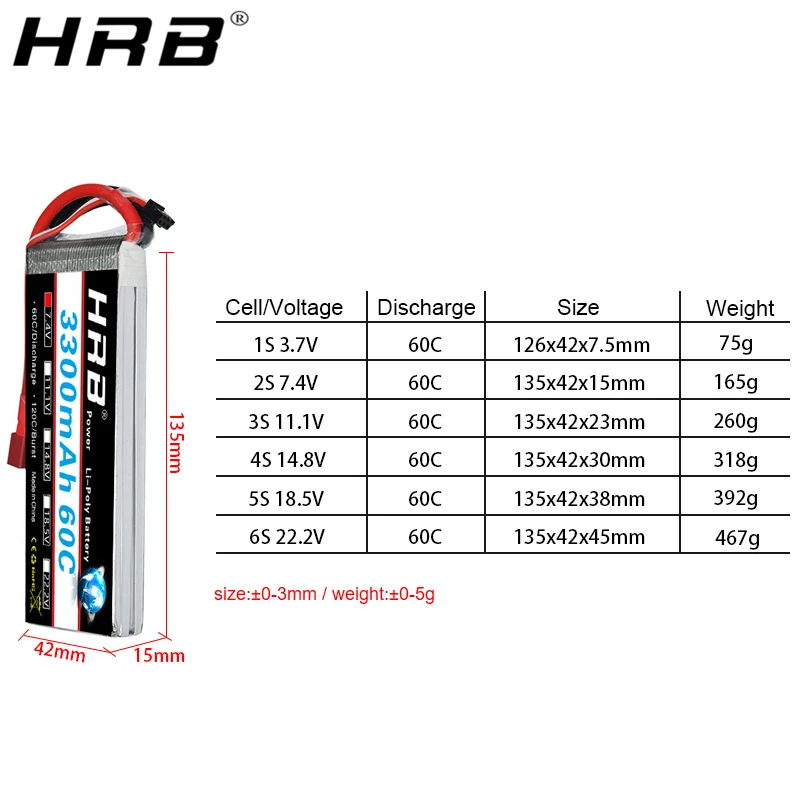 HRB 2S 7 4 V 11 1 Lipo батарея 3300mah T Deans 60C XT60 3S 3 RC Quadcopter FPV Самолет Автозапчасти 14 8 18 5 22 2