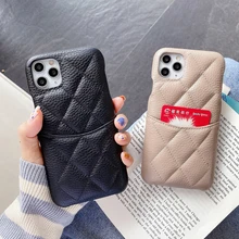 High Quality Luxury Genuine Cowhide Leather Card Slot Lambskin Case Cover For Iphone 13 12 Mini 11 Pro XS Max XR X 8 7 Plus