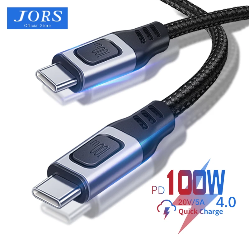 Кабель JORS с USB C на USB Tyep c, 100 Вт, 5a, 20 в, PD, кабель для быстрой зарядки, Type c, кабель для передачи данных для телефона, XIAOMI, Macbook, Samsung S9, HUAWEI P30, REDMI - изображение