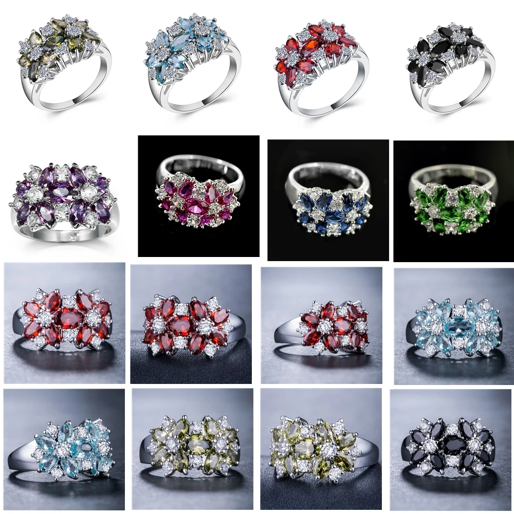 

Loredana Fashion Fantasy Ice Crystal Series Jewelry For Women.Girls Gift Multicolored Zircon Oval Claw Set Modeling Wedding Ring