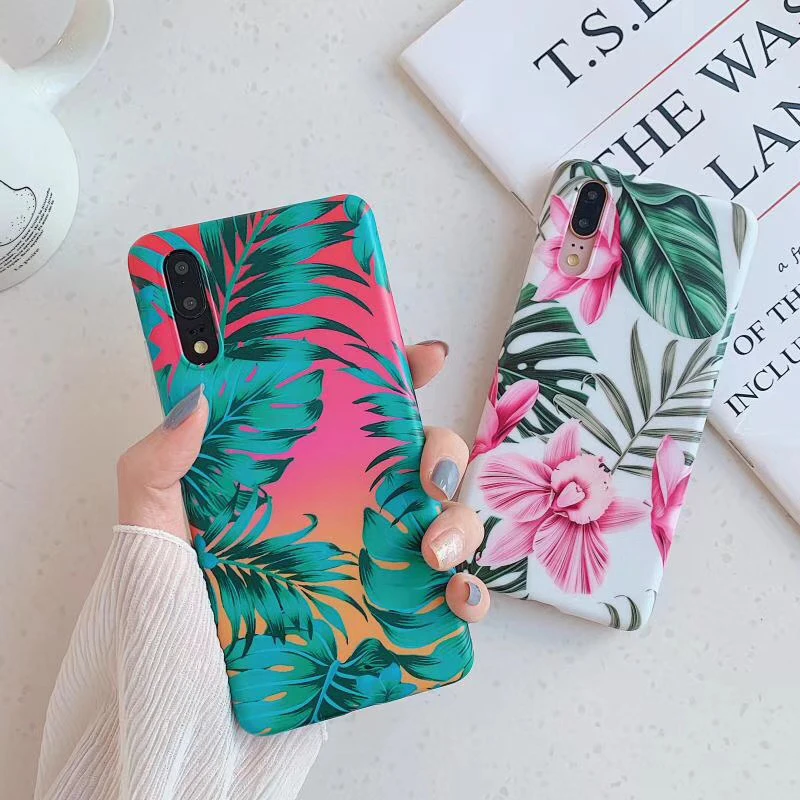 Чехол для телефона s для huawei P20 P30 Pro Lite, матовый чехол с листьями и цветами, чехол из ТПУ для huawei Mate20 Pro Lite Nova 3e 4e, чехлы для задней панели