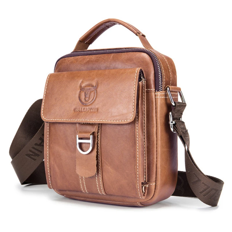 

Men's Messenger Handle Handbag Luxury Cross Body Bag for IPAD Man Crazy Horse Genuine Leather Business Briefcase Shoulder Travel