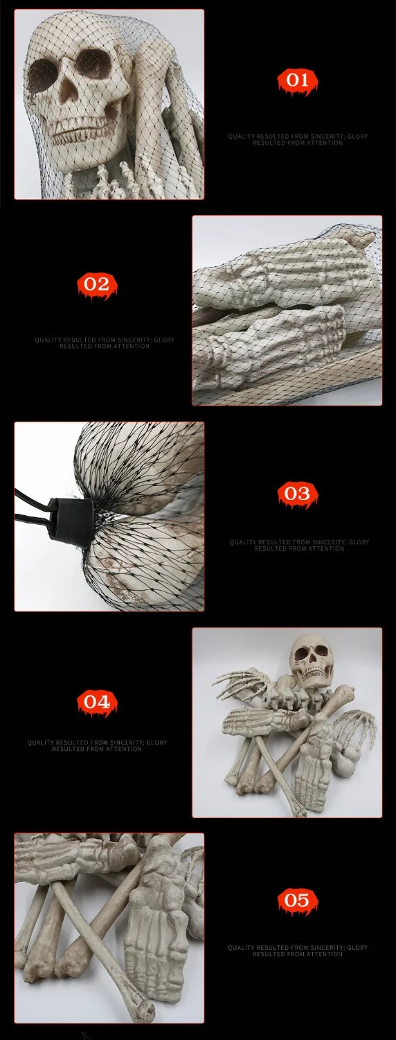 

[Funny] Tricky toy Skeleton Bones model Simulation Human Bones Horror toys halloween props Haunted House Decorations prank toy