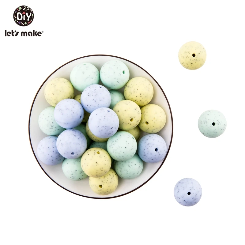 

Let's Make 20mm Silicone Beads Round Loose Teething 100pc Chew Jewelry Colorful Balls Sensory Kids Chew Toys Bite Necklace Beads
