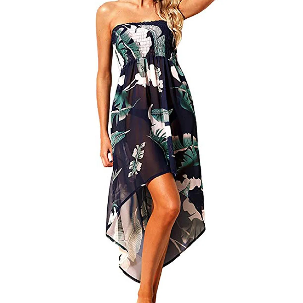 

Women Print Off-Shoulder Sleeveless Beach Skinny Maxi Dress Summer Woman Casual O-Neck Open Back Strapless Sexy Dress Vestidos