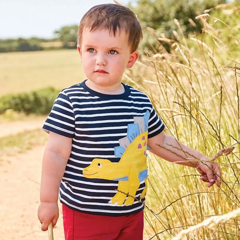 2019 летняя хлопковая футболка в полоску для мальчиков новые модные футболки с