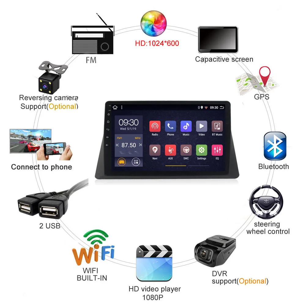 Автомобильный DVD-плеер RAM 2G для Honda Accord 2008 2009 2010-2013 с радио, стерео головным устройством, видео, экраном 2.5D Android 8.1 WIFI AM SWC RDS DSP включен.