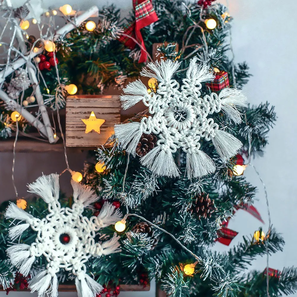 

Nordic Cotton Christmas Tree Wall Hanging Hand-Woven Tapestry Pendant Drop Ornament Xmas Home Party Christmas Tree Craft Decor
