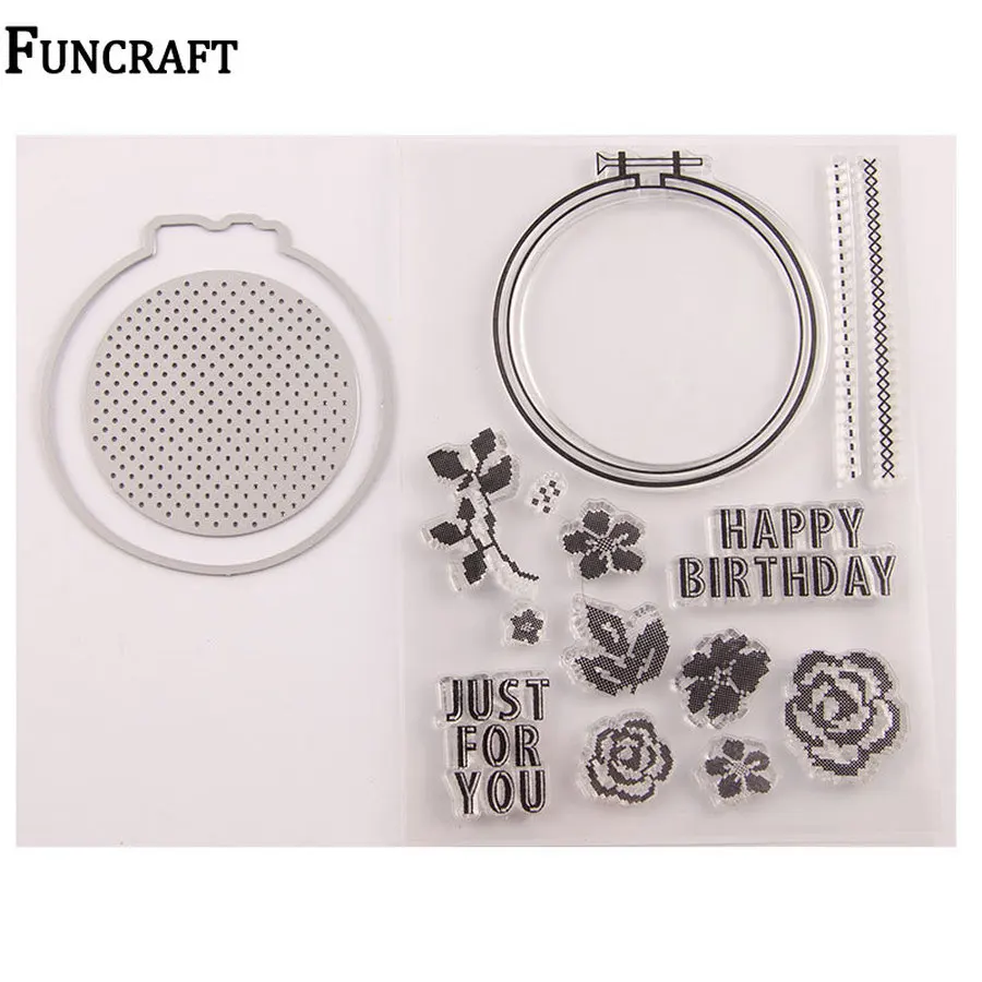 Красивый круг вышивка крестиком цветок с днем рождения высечки для скрапбукинга