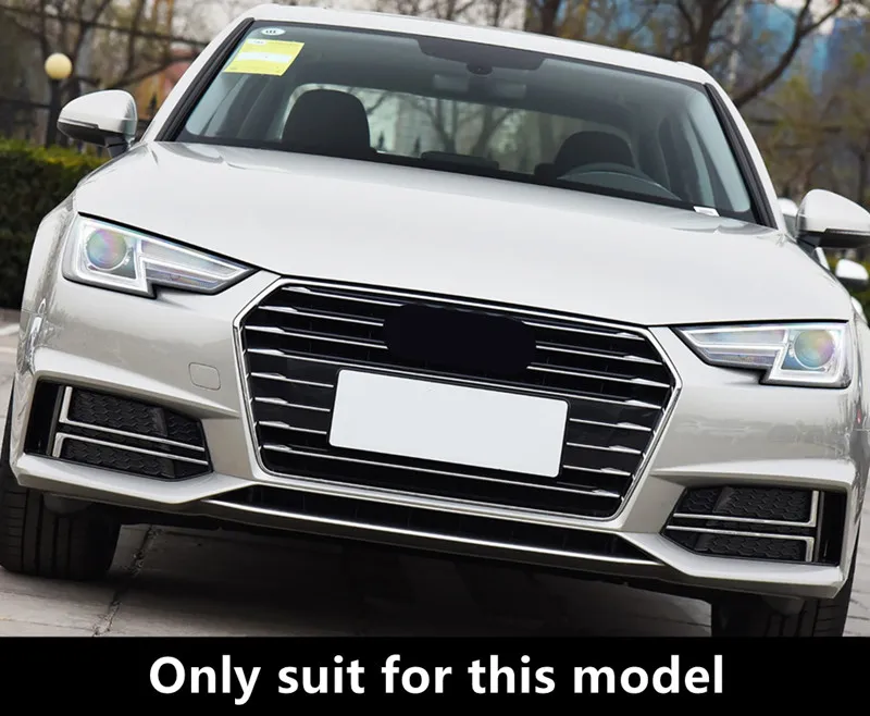 Автомобильный Стайлинг, полоски из нержавеющей стали, 3 шт. для Audi A4 B9, накладка на передний бампер, декоративная отделка, внешние наклейки, автомобильные аксессуары
