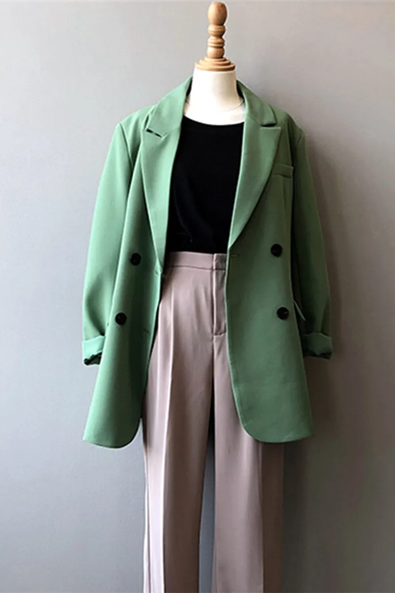 

Suit Jacket Blazers Cardigan Lapel Coat Long Sleeve Double Breasted Office Lady Formal Casual