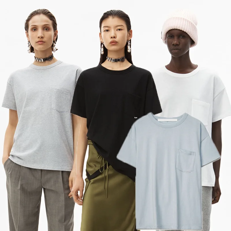 Летняя женская одежда в Нью Йорк свободная Классическая хлопковая футболка с