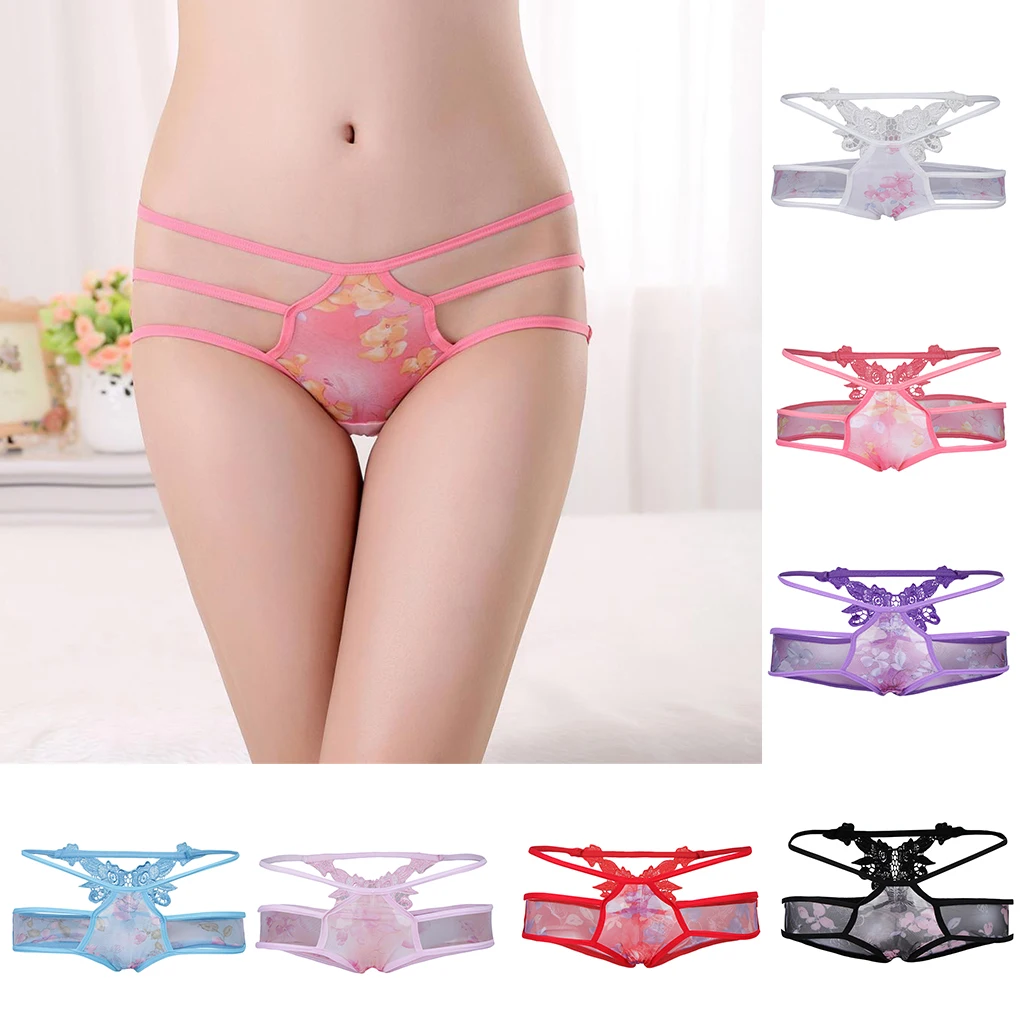 Women's Flower Underpants T-Back G-String Underwear Ladies Lingerie Bikini Panties Women Intimates