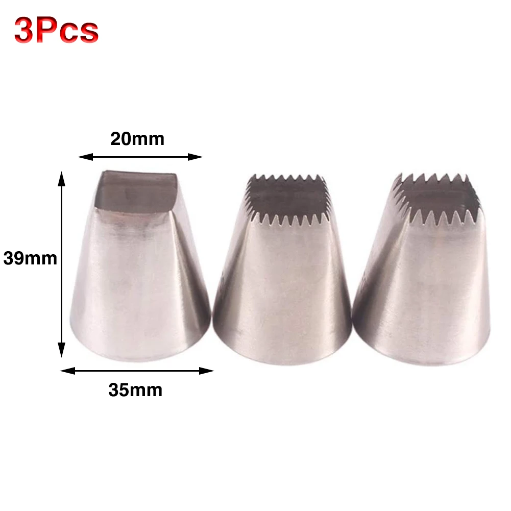

3pcs Stainless Steel Spout Cake Spout Diy Cake Decoration Tools Baking Tools Reusable Butter Head Cake Decoration