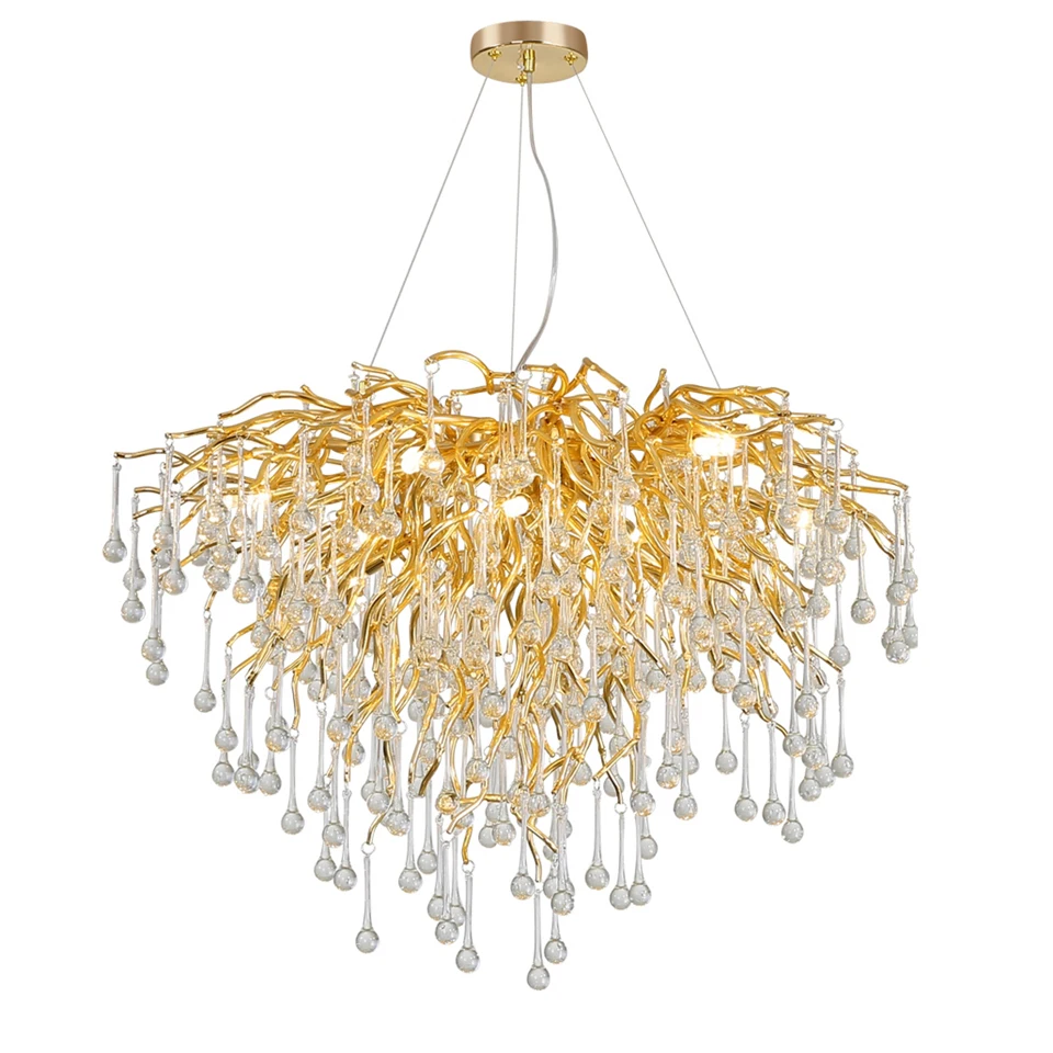 

Nordic Luxury Gold Crystal LED Chandelier LOFT Large Lustre Hanging Lamp Living Room Hotel Hall Art indoor chandelier Lighting