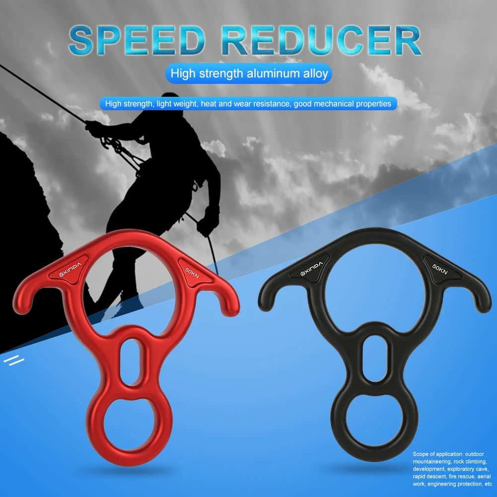 

Outdoor Mountain Rock Climbing8 Word Ring Abseiling Device Aluminum Alloy 50KN Rappelling Carabiner Downhill Slow Down Descender