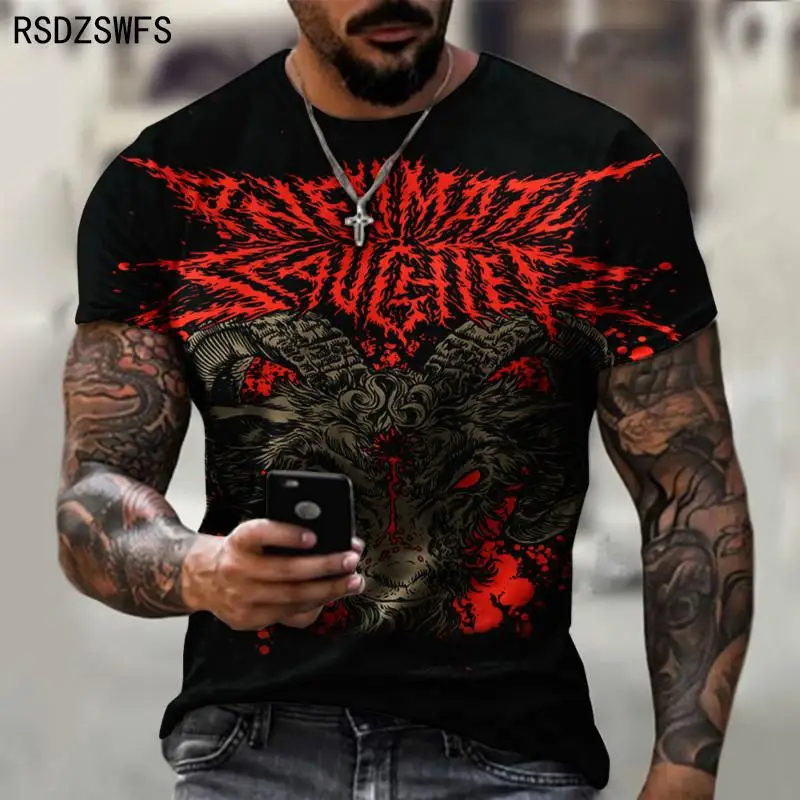 Футболка с изображением демонического лица футболка круглым воротником для