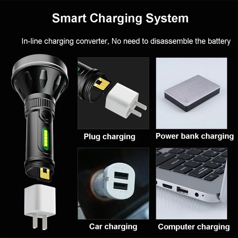 

Household Light Outdoor Portable Torch LED Flashlight Super Bright Long-range USB Rechargeable Small Xenon Lamp Tactical Light