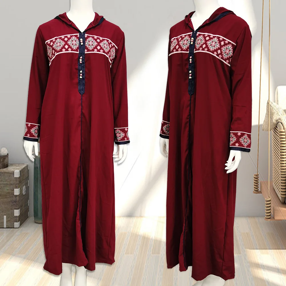 Embroidery Abaya Dress Women 2021 Dubai Turkey Islam Kaftan Muslim Hijab Dress African Robe Arabe Musulman Djellaba Femme PW178