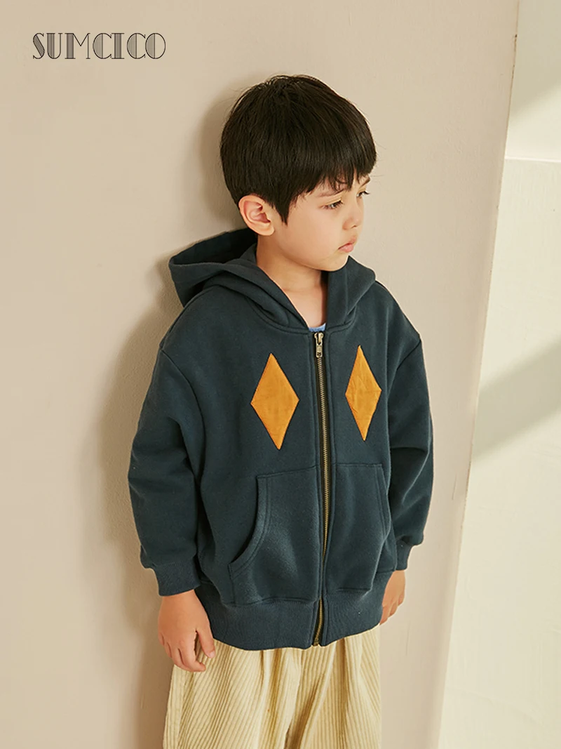 SUMCICO/Новинка 2020 года Темно-синяя куртка с капюшоном из 100% хлопка Повседневная
