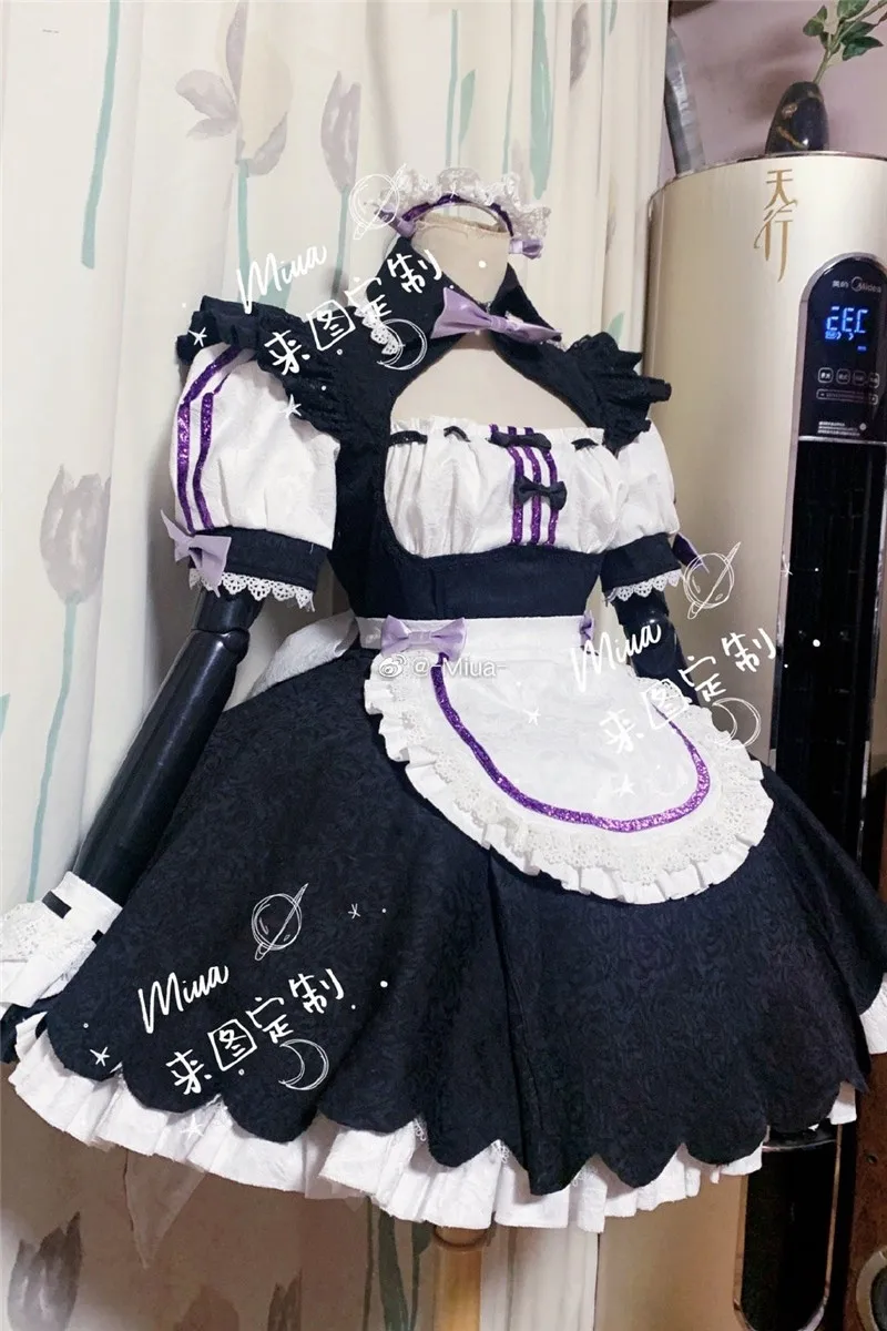 

[Customize] Anime Game Nekopara Chocola Vanilla Maid Dress Uniform Cosplay Costume Halloween Party Suit For Women Girls New 2021
