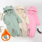 Комбинезон для мальчиков и девочек, зимний теплый флисовый комбинезон для новорожденных