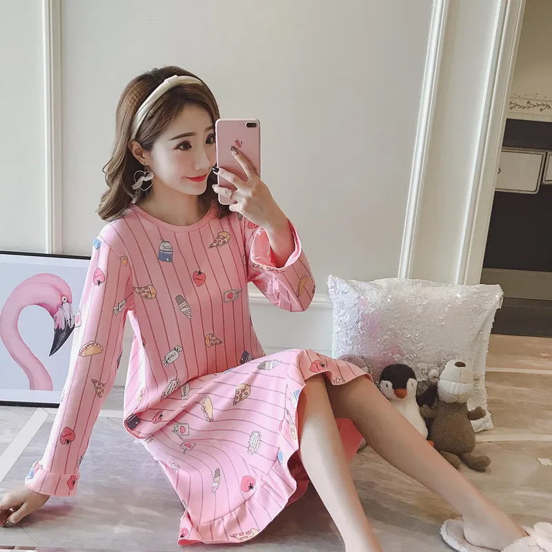 Женские рубашки для сна с длинным рукавом и круглым вырезом разные цвета женское