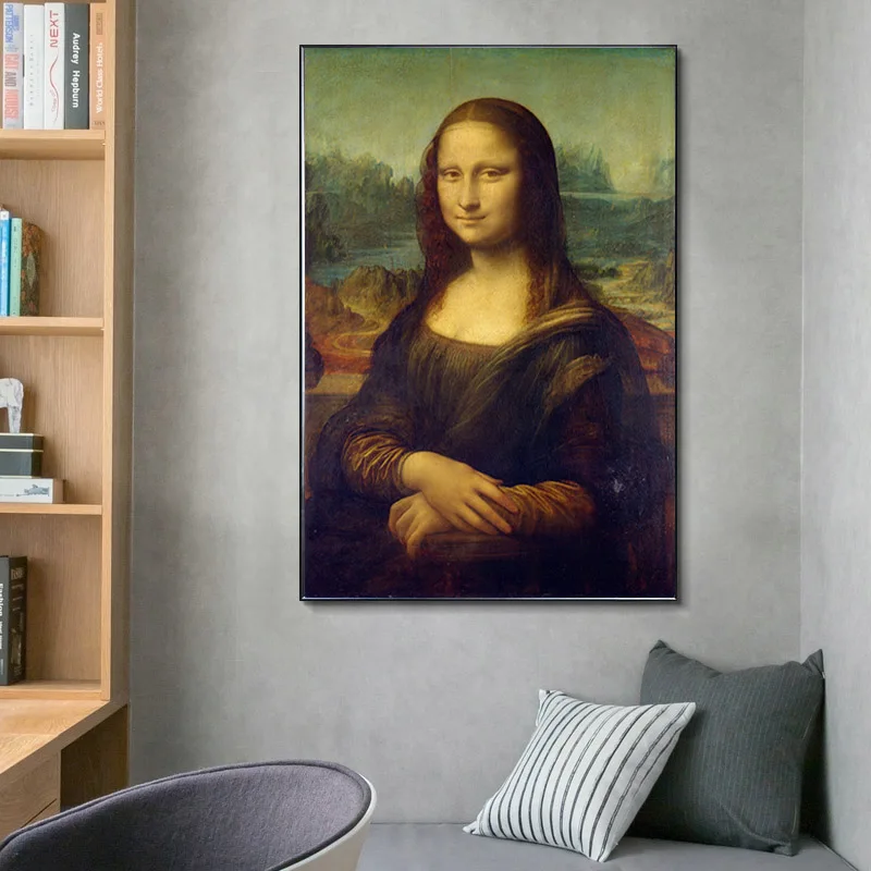 

Leonardo Da Vinci The Mona Lisa Smile Oil Painting on Canvas Posters and Print Wall Picture Famous Art for Living Room Decor