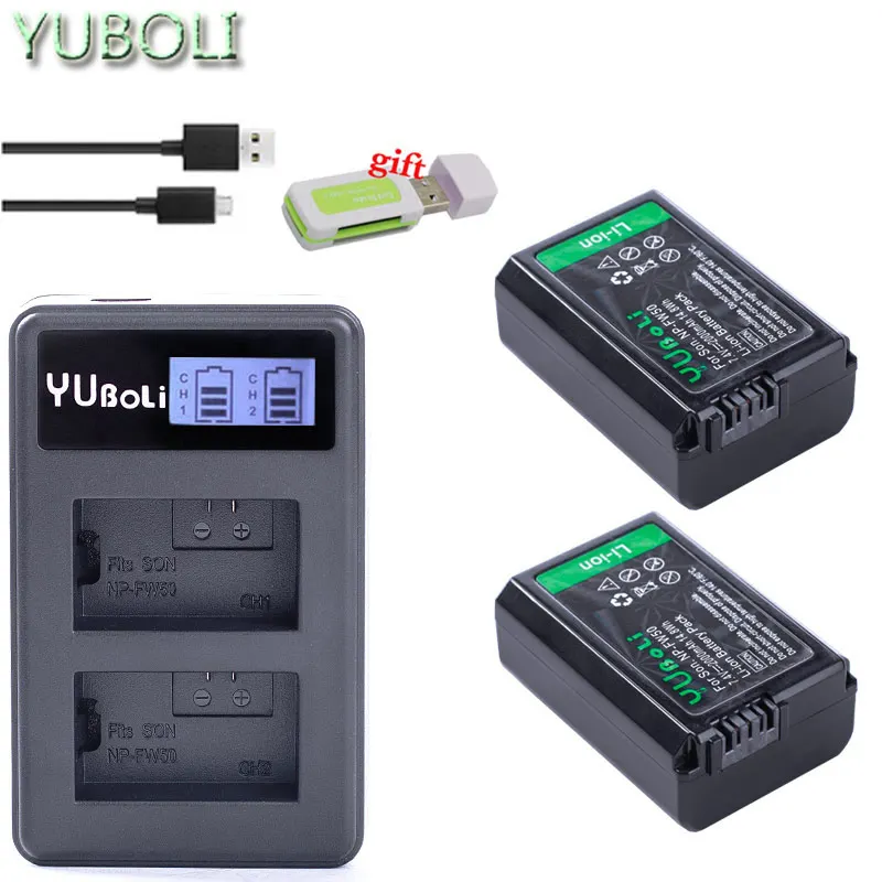 charger and 2battery Комплект из 4 предметов NP-FW50 NP FW50 FW50 Li-Ion Батарея+ ЖК-дисплей Зарядное устройство для sony A6000 NEX-7 NEX-5N NEX-F3 NEX-3D NEX-3DW NEX-3K NEX-5C Альфа 7R II - Цвет: charger and 2battery