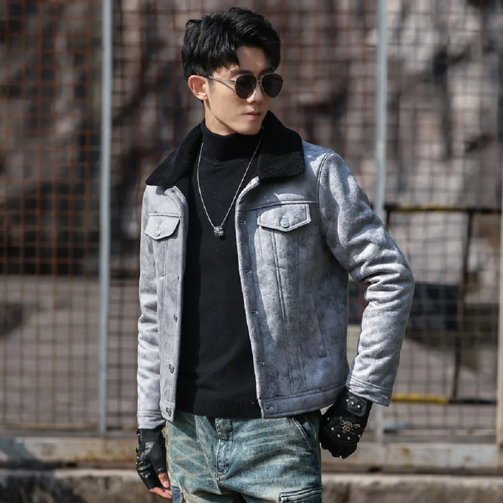 Кожаная куртка новинка зимы 2021 модная повседневная мужская однотонная