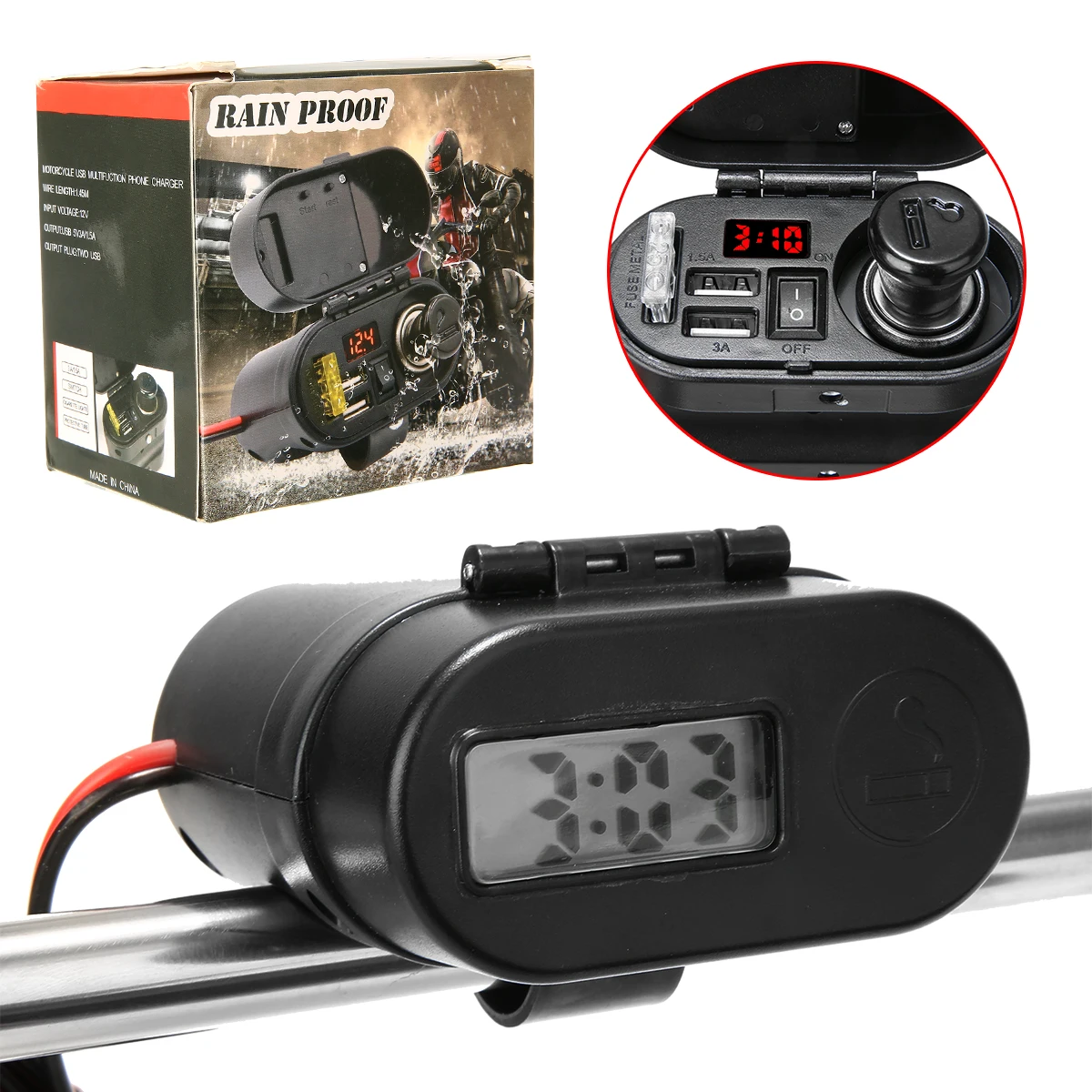 1 шт. мотоциклетное водонепроницаемое зарядное устройство гнездо питания