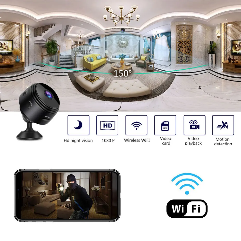 A9 HD 1080p Wi Fi Ip мини камера небольшой беспроводной домашний детский Ночное Видение