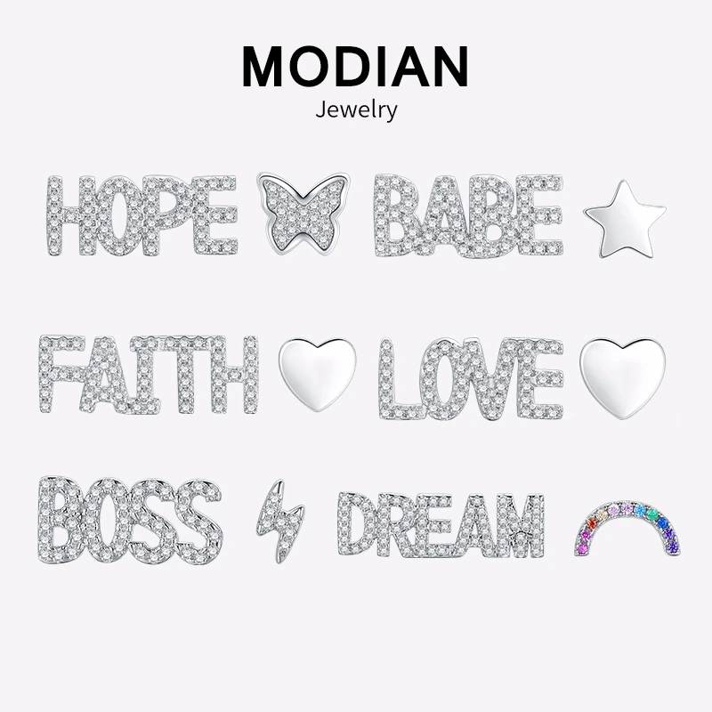 Modian Новое поступление 100% Стерлинговое Серебро 925 пробы 6 стилей Ins модная надпись