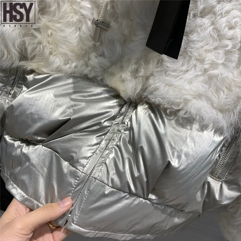 【HSY】2019 Осень Зима Новое Женское пуховое пальто большая Кепка спущенное плечо